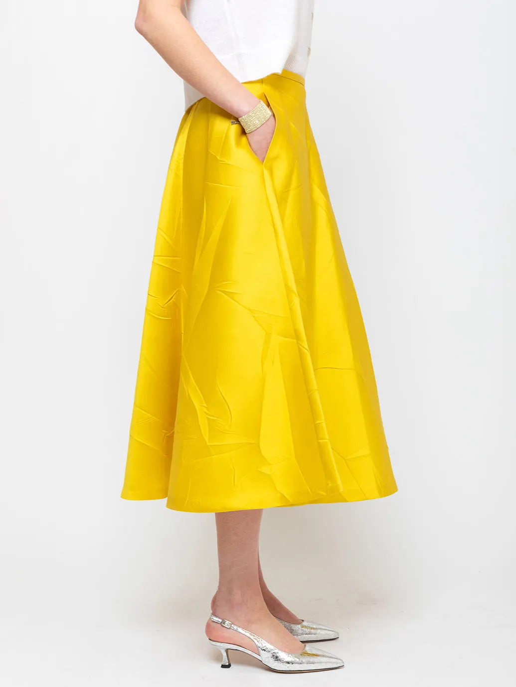 Macro Crinkle Skirt - Lemon