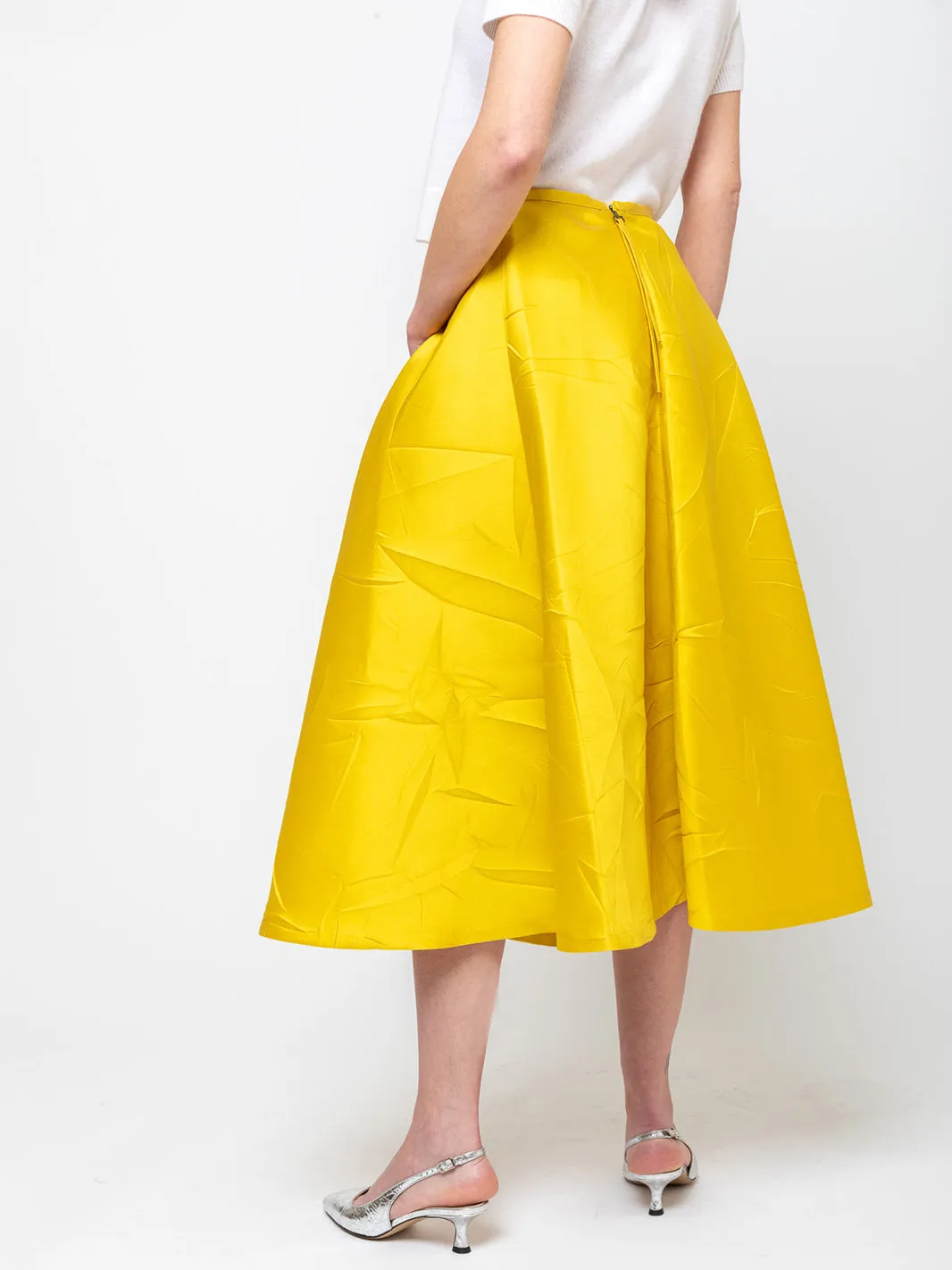 Macro Crinkle Skirt - Lemon