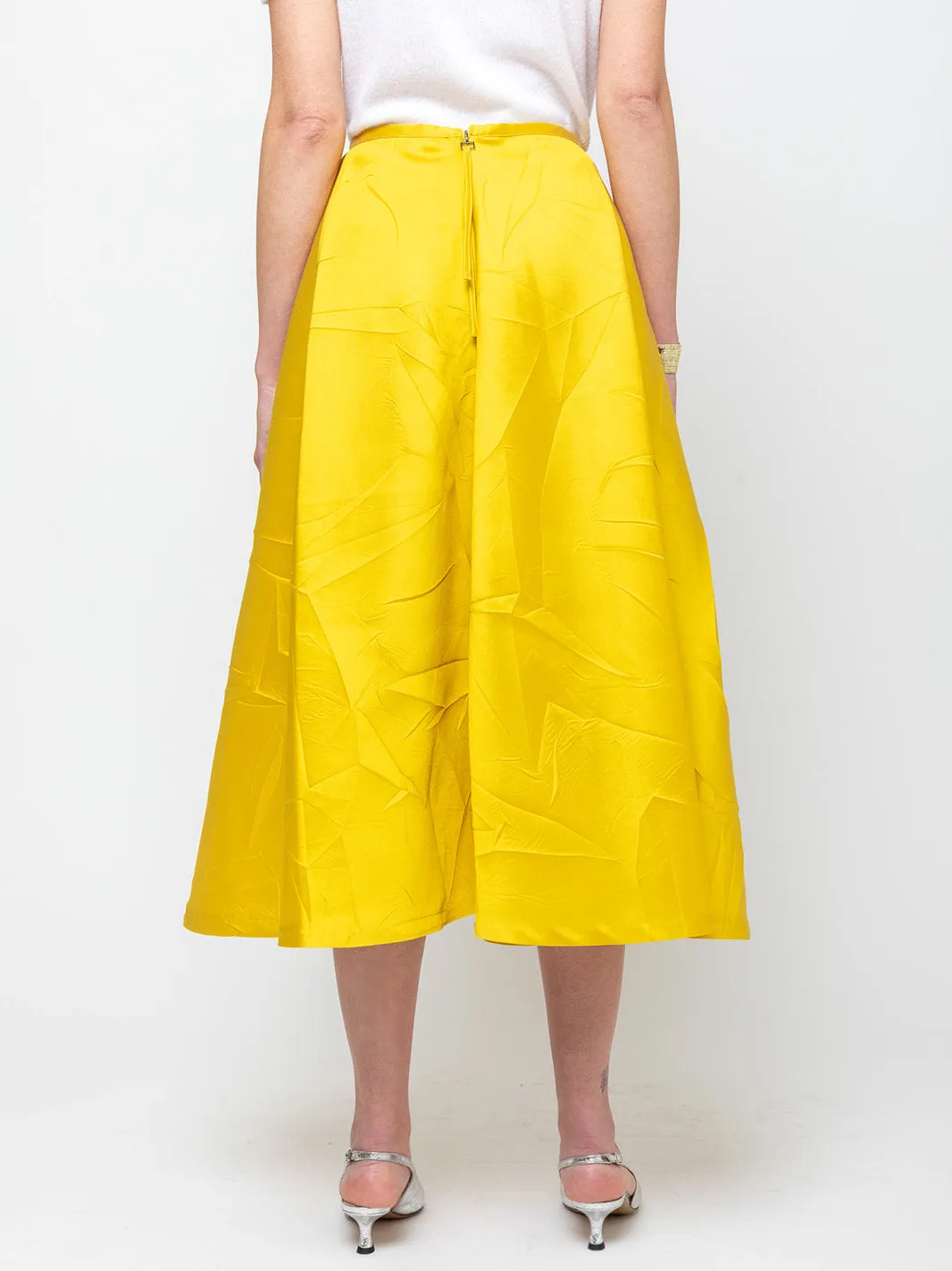 Macro Crinkle Skirt - Lemon