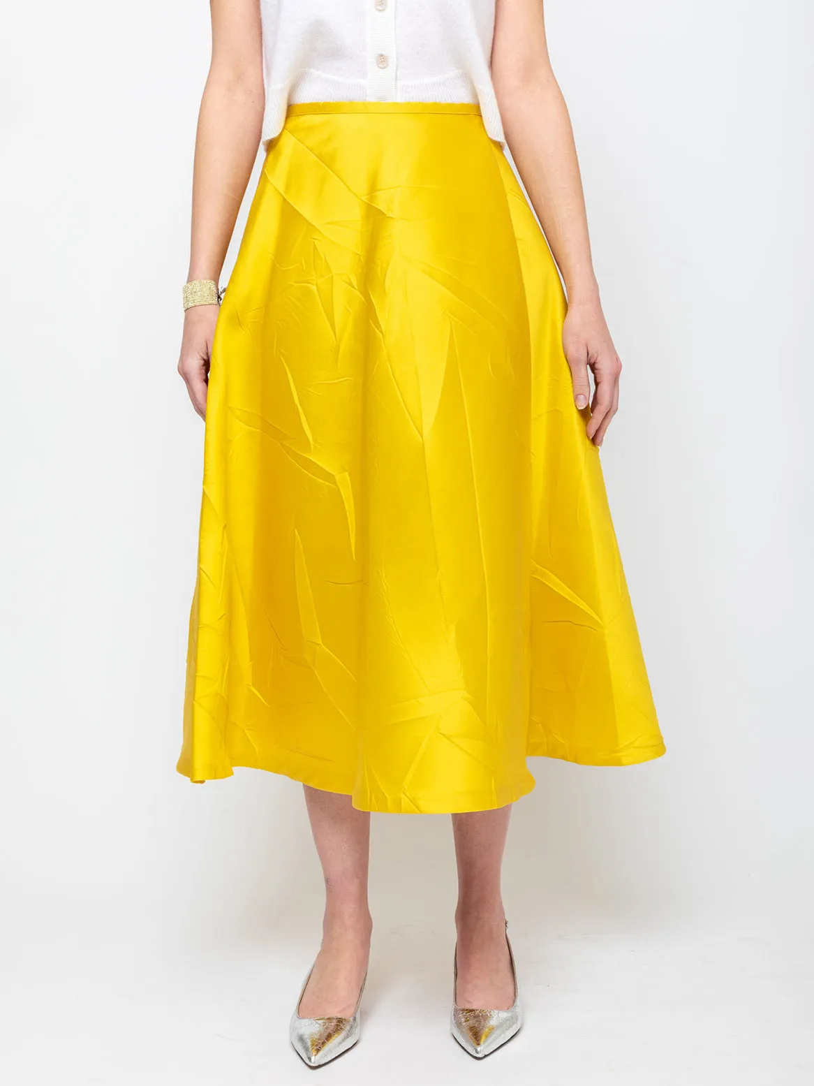 Macro Crinkle Skirt - Lemon