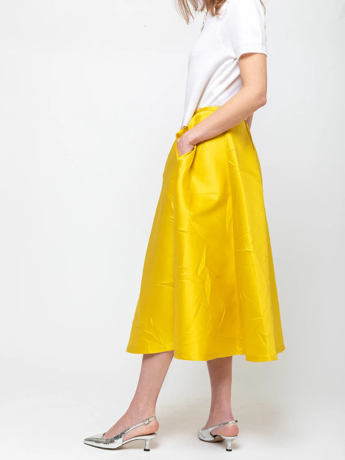 Macro Crinkle Skirt - Lemon