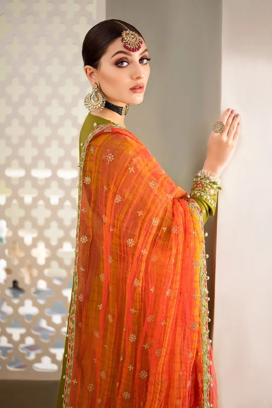 MARIA B | SATEEN COLLECTION 2023 | Lime green CST-607
