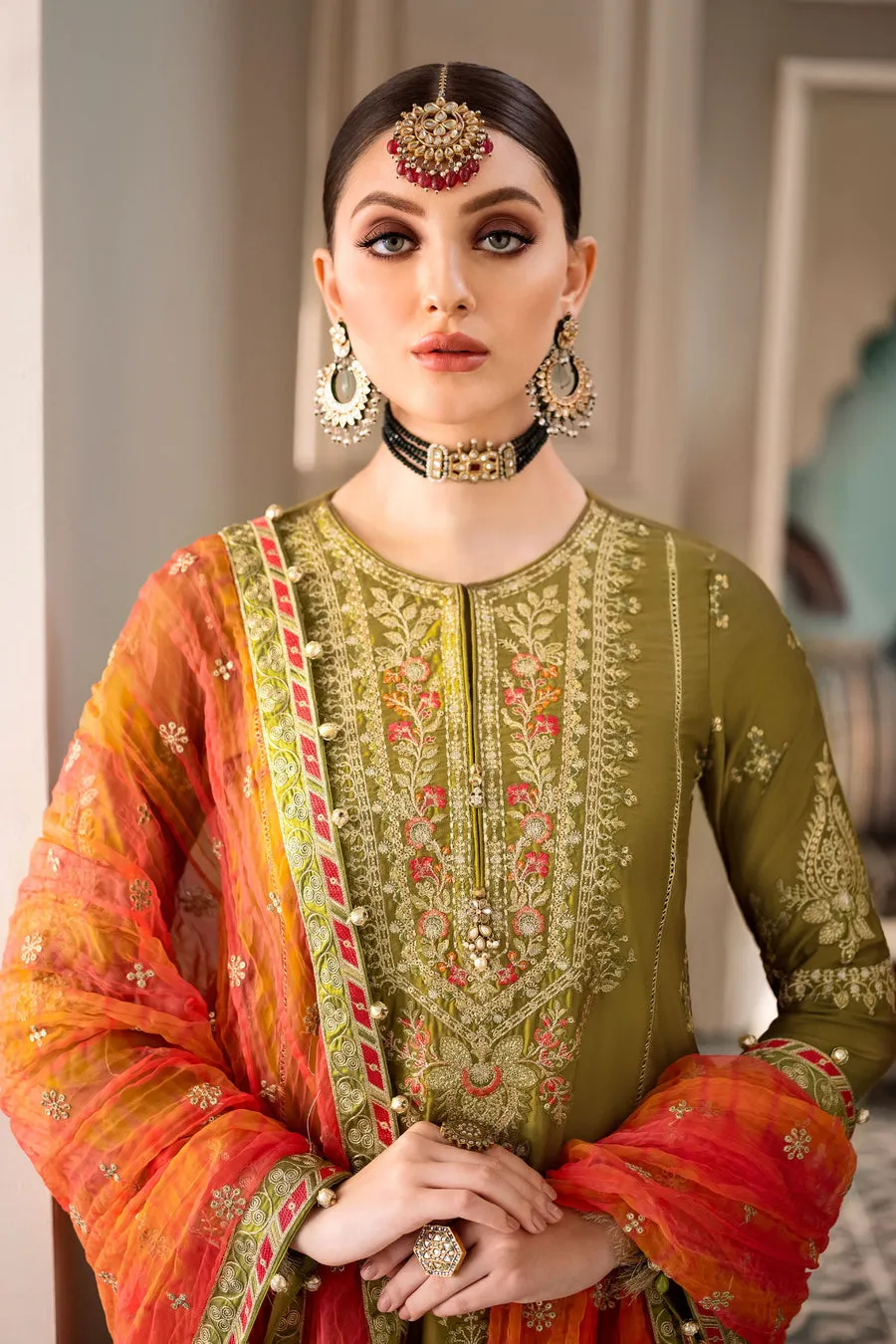 MARIA B | SATEEN COLLECTION 2023 | Lime green CST-607