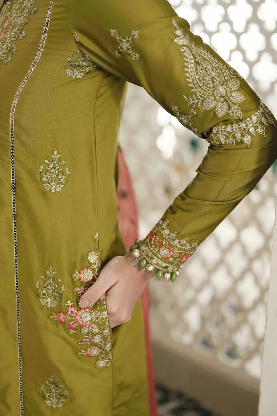 MARIA B | SATEEN COLLECTION 2023 | Lime green CST-607