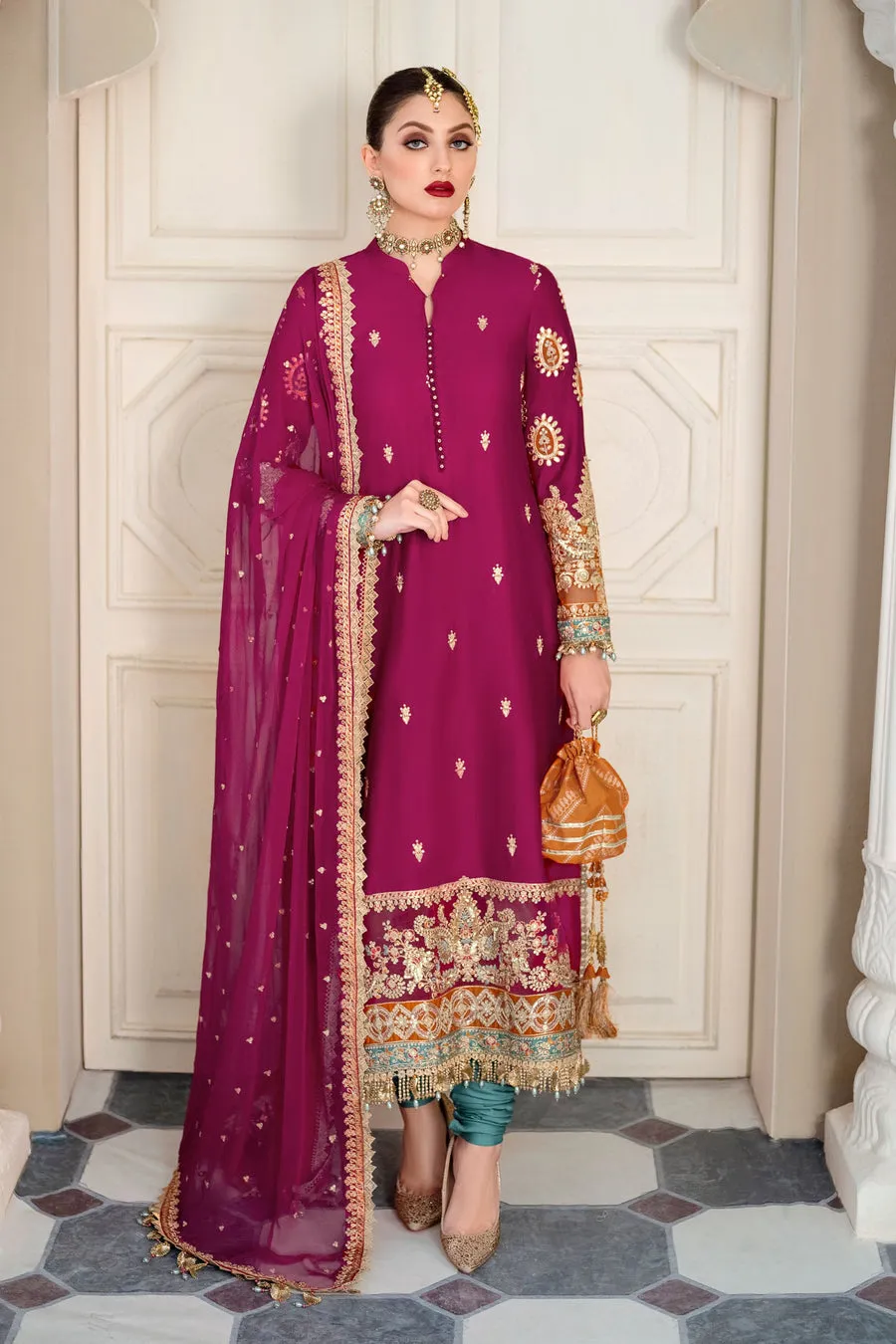 MARIA B | SATEEN COLLECTION 2023 | Magenta Hot CST-601