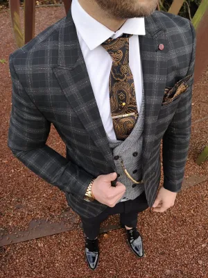 Mario - Black/Grey 3 Piece Suit