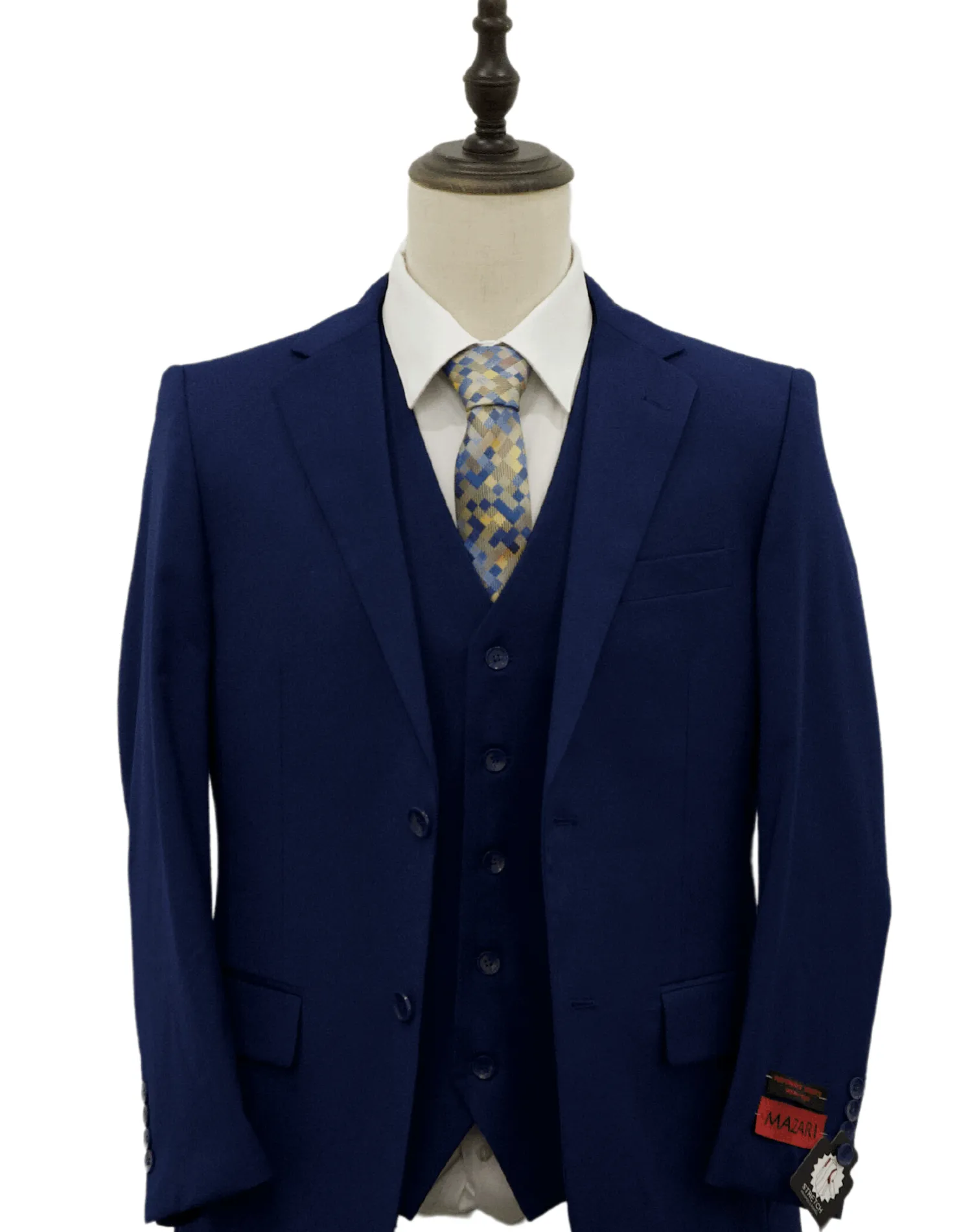 Mazari Vested Modern Fit Suit - Paris Blue 1500