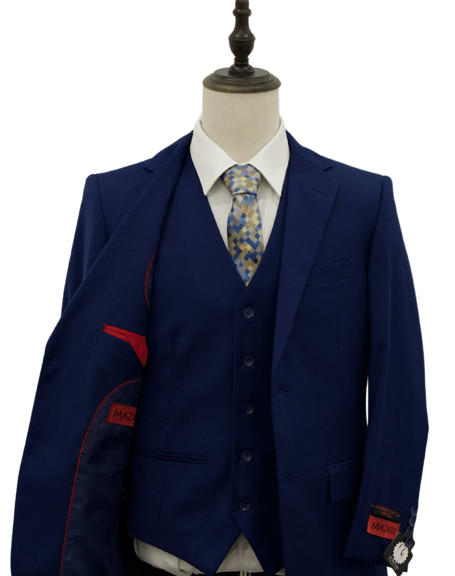 Mazari Vested Modern Fit Suit - Paris Blue 1500