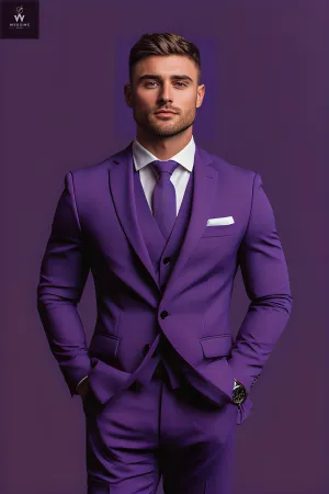 Men's Purple 3-Piece Suit - Custom Bespoke Wedding Suit