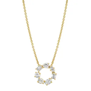 Michael M 18K Yellow Gold Diamond Montage Circle Necklace P405