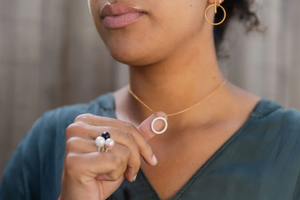 Mixed Metal Silver Circle & 24k Gold Fill Chain