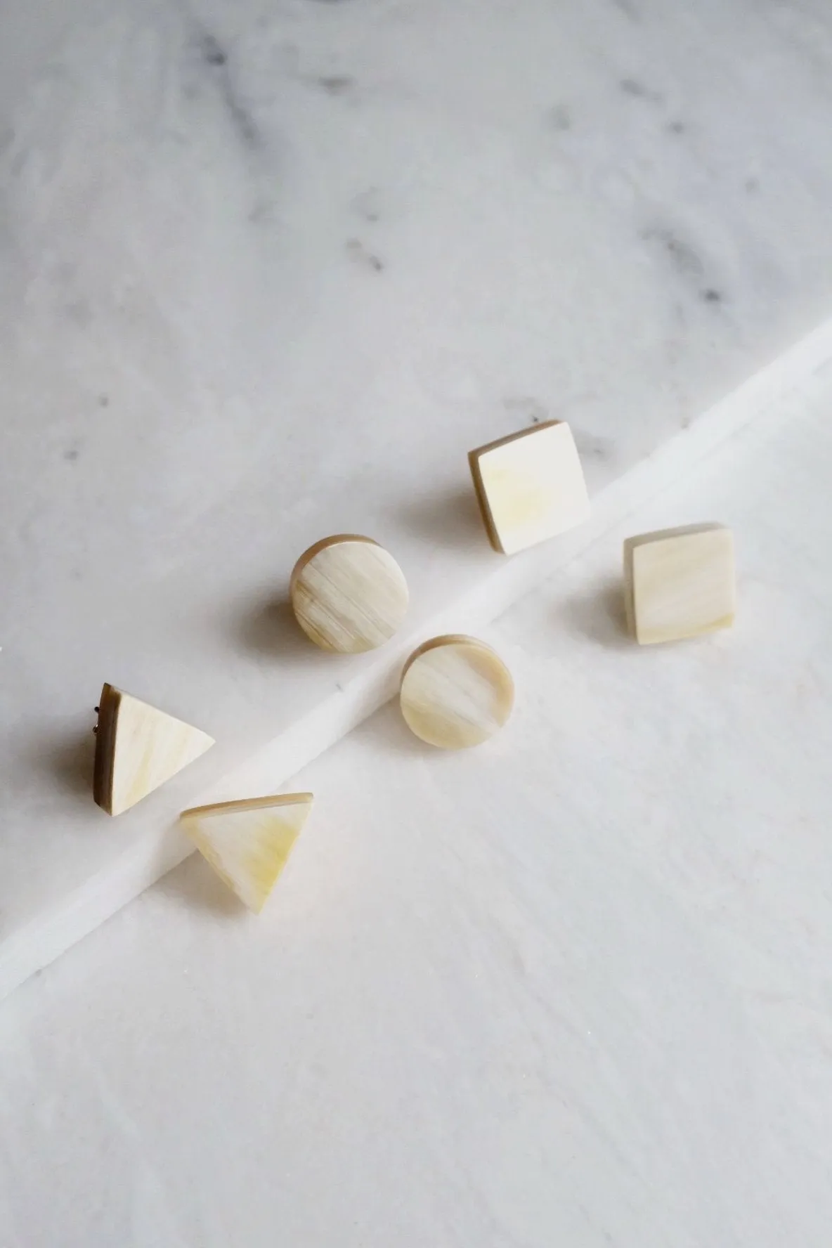Moc Chau 16K Gold Plated Cream-Colored Chunky Buffalo Horn Stud Earrings