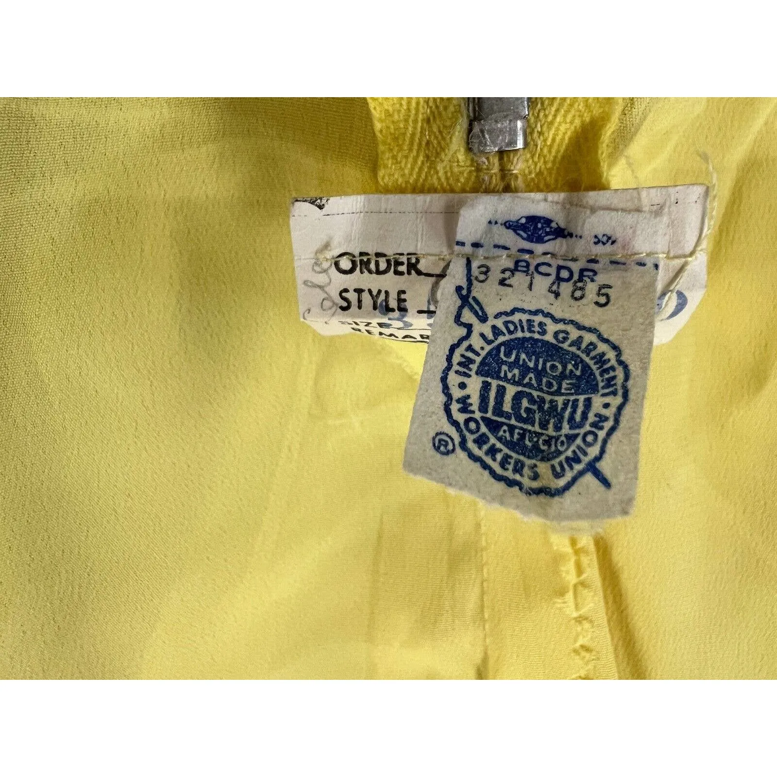 Mod 60s VTG Yellow Chiffon Cocktail Filmy Swirl dress Lace Trim Sz 6/S Union Made