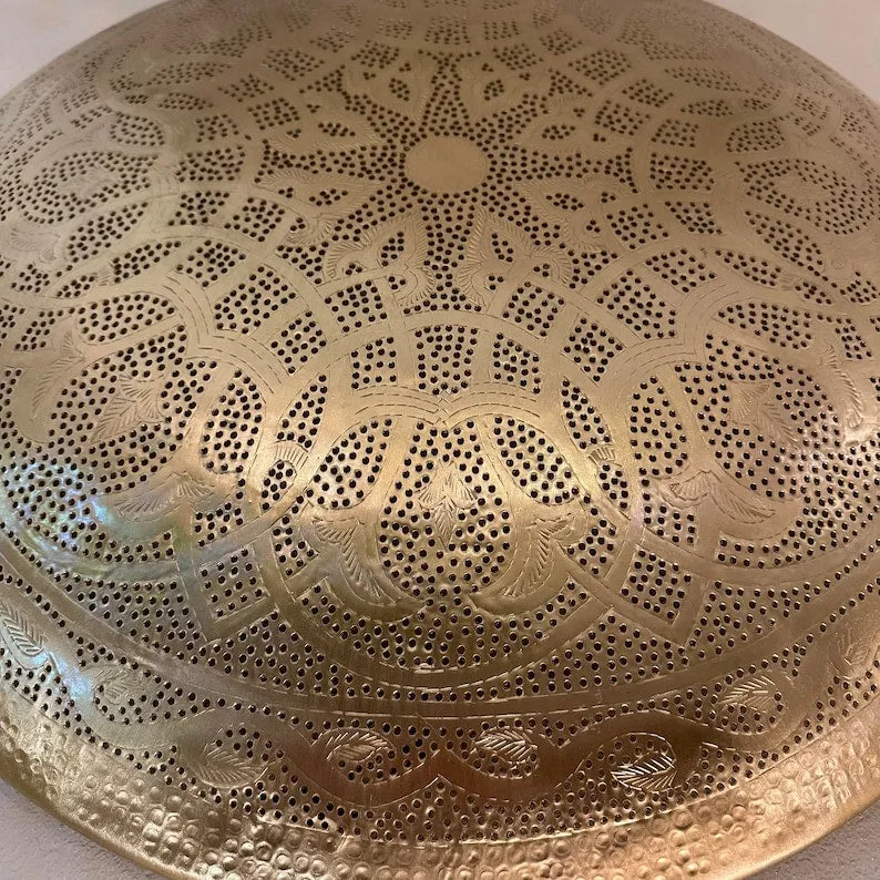 Moroccan Circle-Shaped Wall Lamp – Handcrafted Brass Sconce, Round Wall Light, Customizable Ceiling Mount