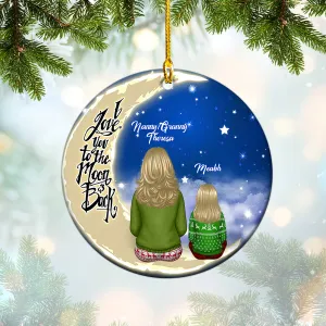 Nanny/Granny Grandma Grandkids On Moon Circle Ornament Family