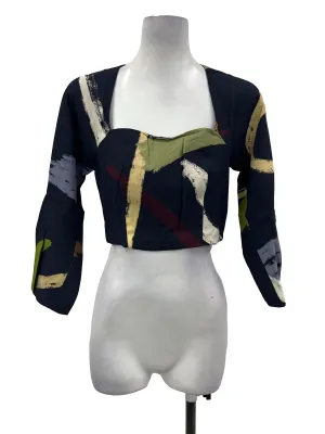 Navy Blue Courtyard Straight Neck Top OSN