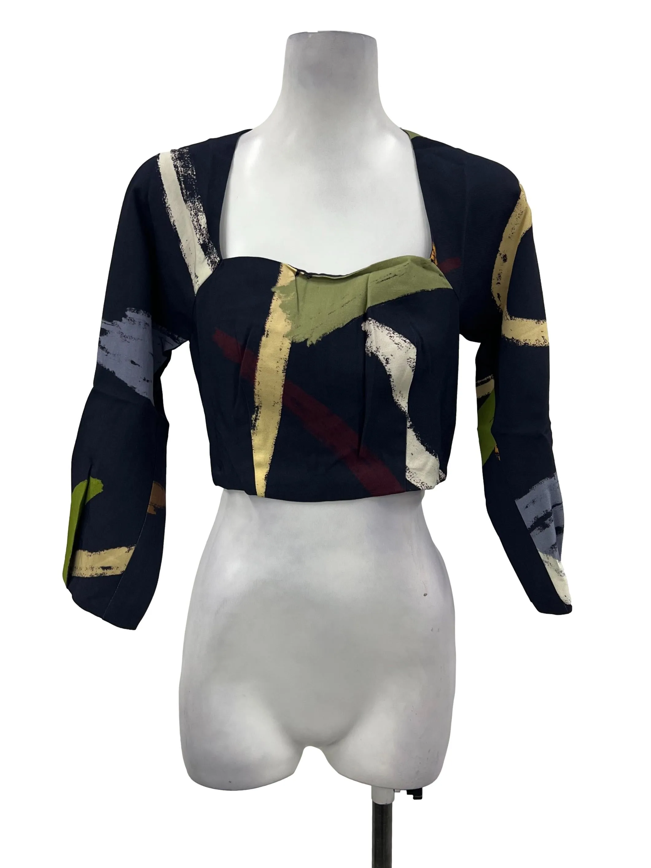 Navy Blue Courtyard Straight Neck Top OSN