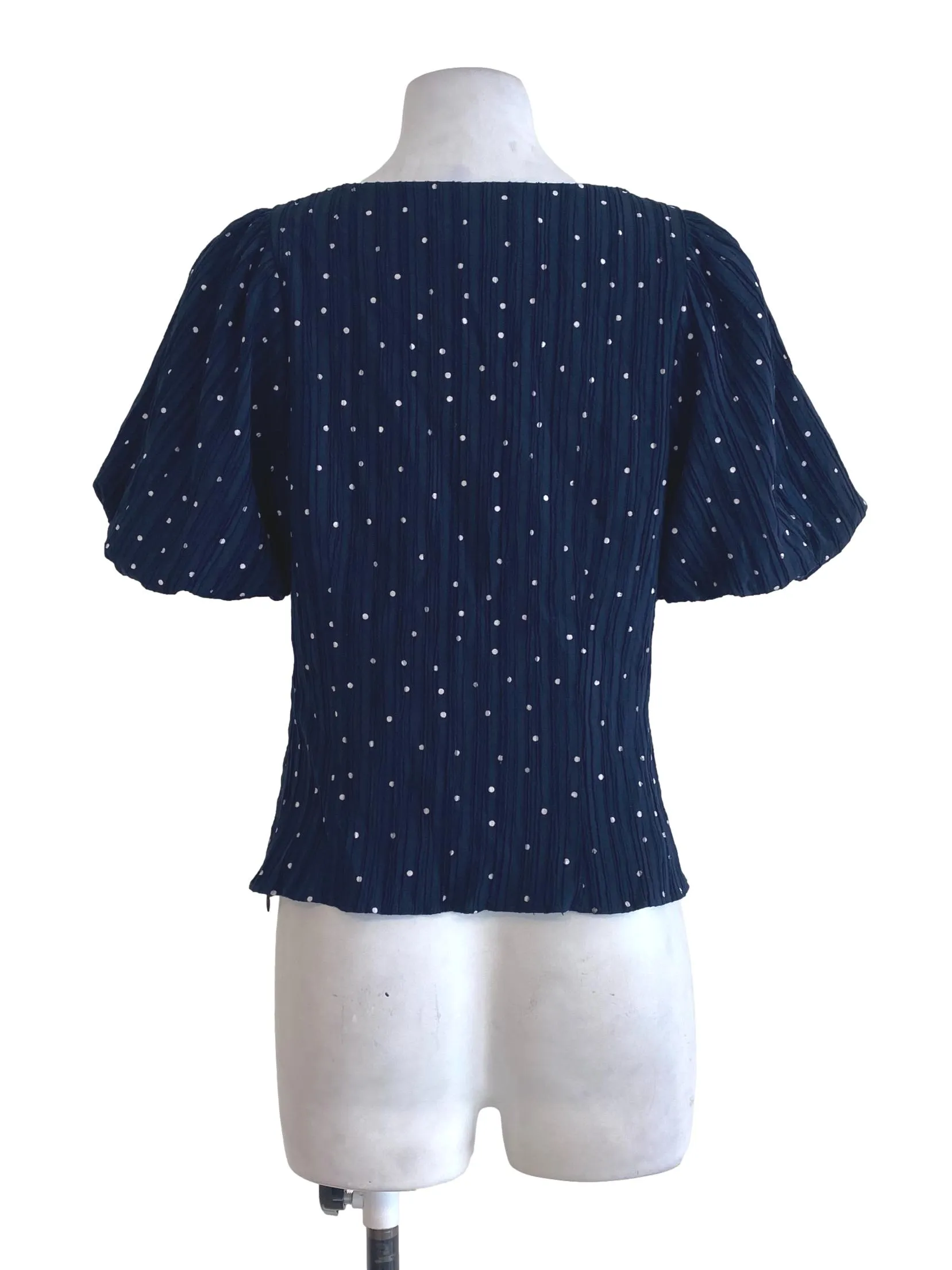 Navy Blue Polka Dot Blouse