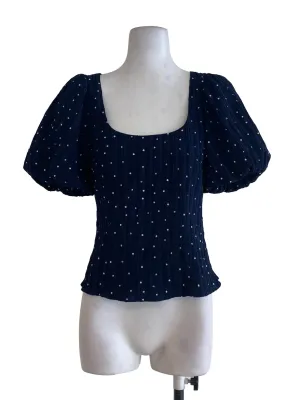 Navy Blue Polka Dot Blouse