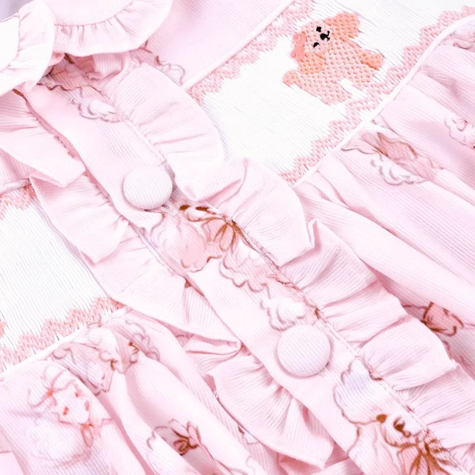 Ocean Baby Girls Smocked Pink Poodle Pyjamas (3M-8Yrs) Pjs