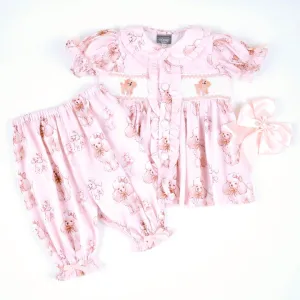 Ocean Baby Girls Smocked Pink Poodle Pyjamas (3M-8Yrs) Pjs