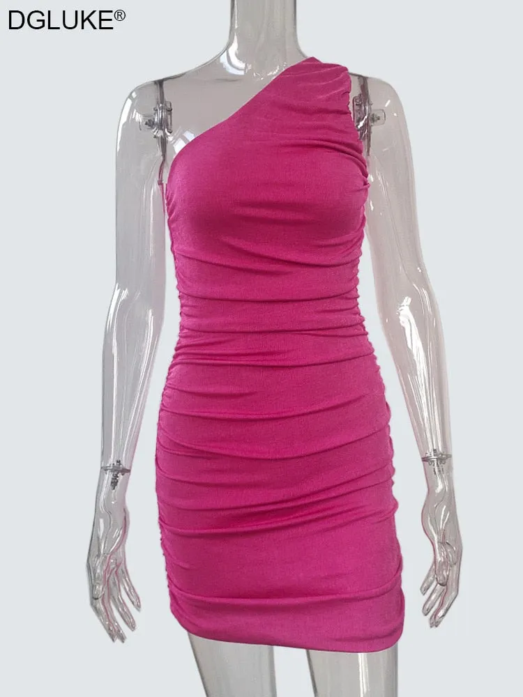 One Shoulder Backless Evening Dress Bodycon Chic Short Prom Evening Mini Dress