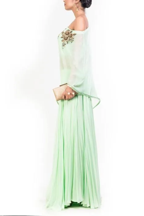 One Shoulder Cape With Palazzo