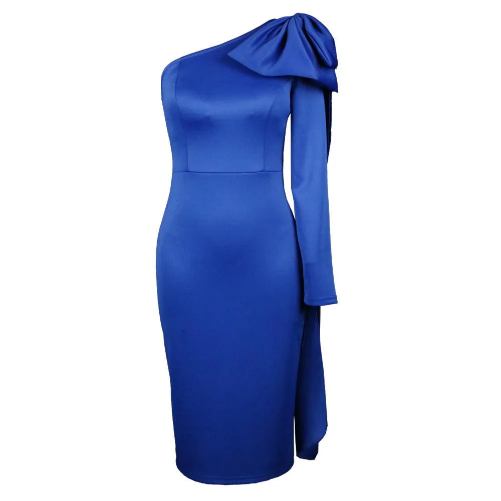 One Shoulder Long Even Bandage Dress