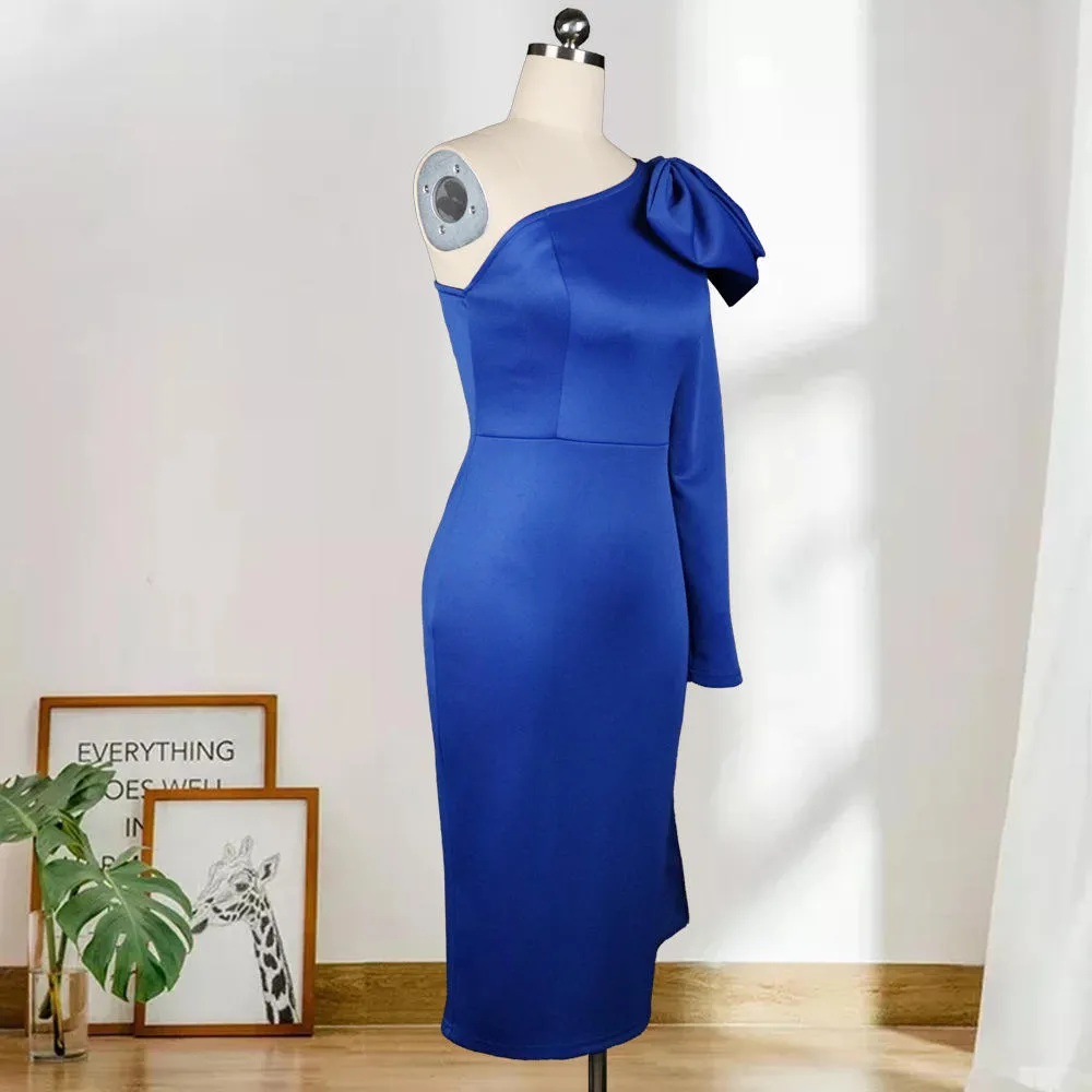One Shoulder Long Even Bandage Dress