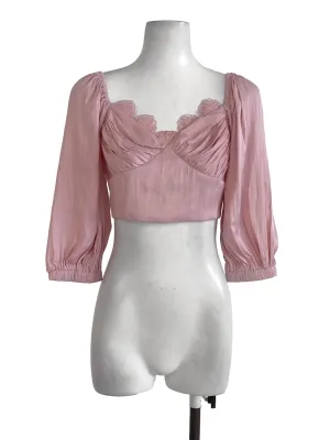 Peach Satin Crop Top