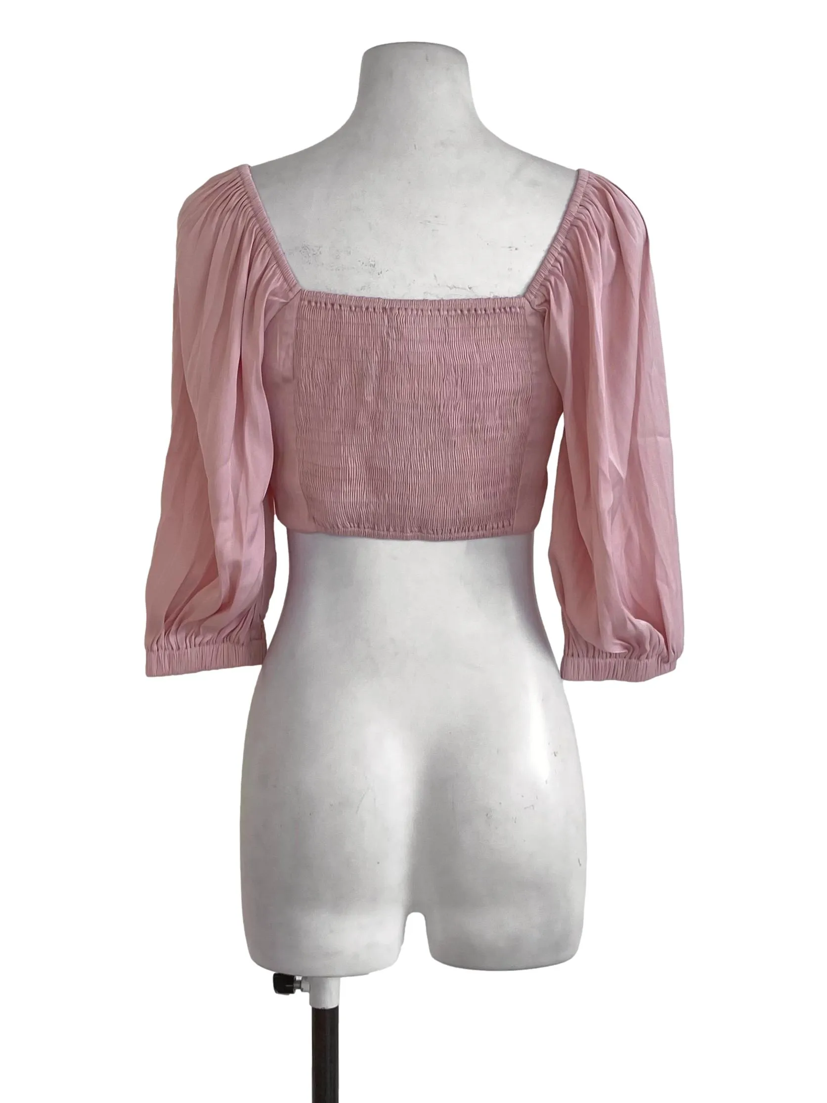Peach Satin Crop Top