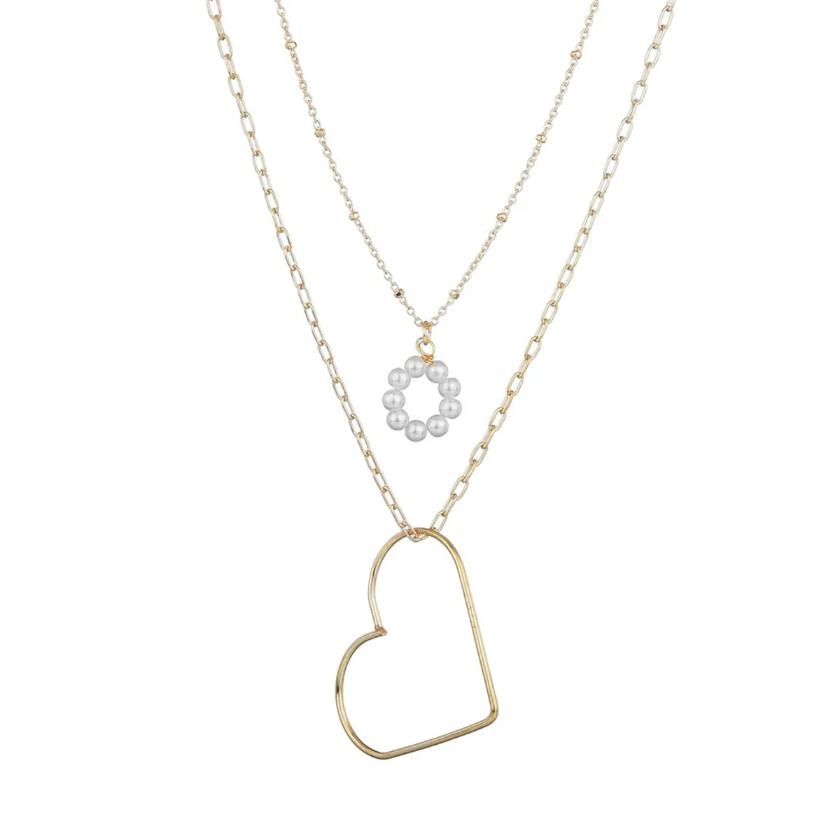 Pearl & 18K Gold-Plated Heart Pendant Necklace Set