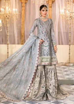Pearl Blue and Ash Pink (BD-2403) | Maria B Mbroidered Heritage Edition 2022 | Unstitched Embroidered Tissue Suits