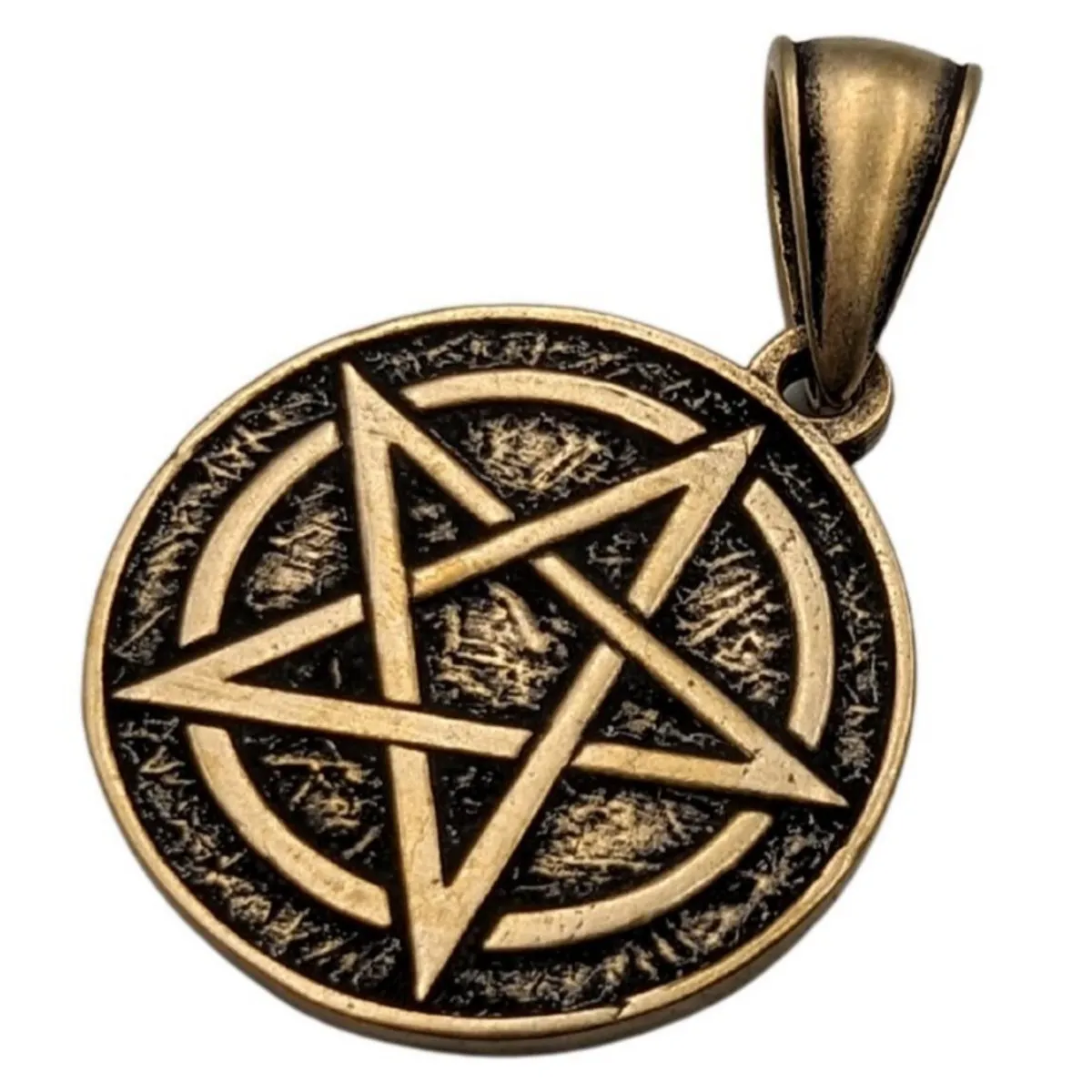 Pentagram bronze pendant
