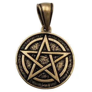 Pentagram bronze pendant