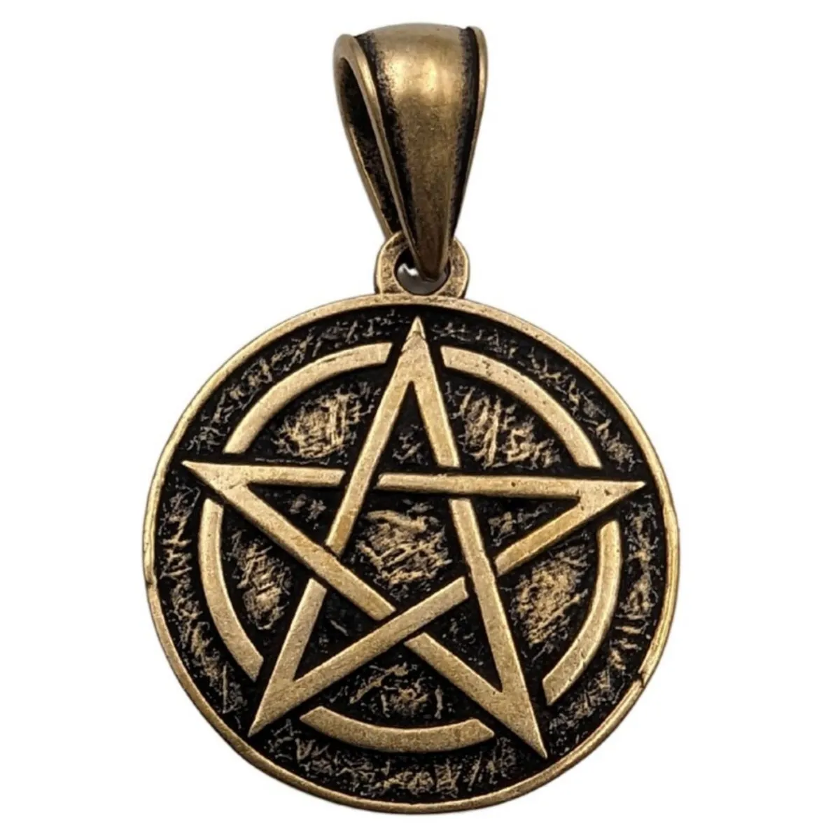 Pentagram bronze pendant