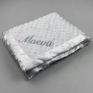 Personalised Baby Blanket with Satin Trim - White