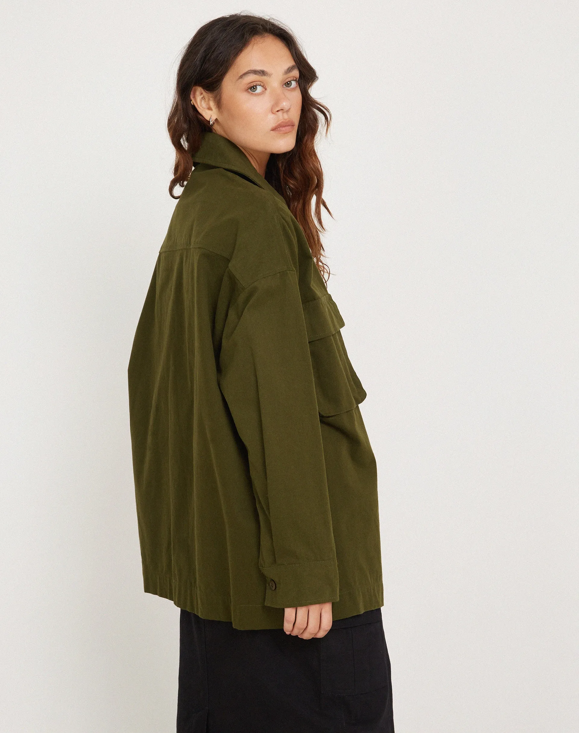 Phlox Oversized Shirt in Dark Olive