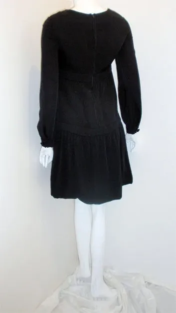 PIERRE CARDIN 1960s Black Rayon Cocktail Dress