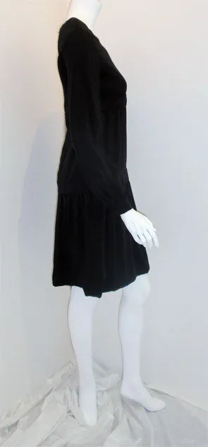 PIERRE CARDIN 1960s Black Rayon Cocktail Dress