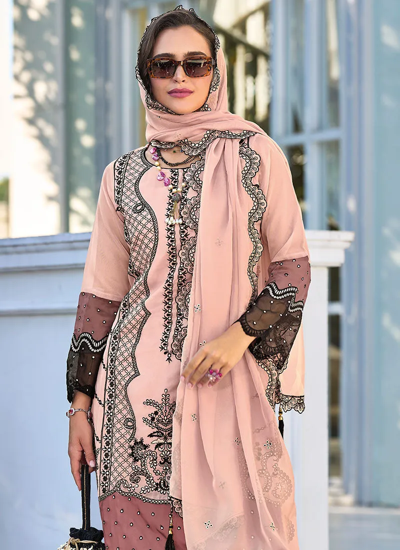 Pink Thread Embroidery Traditional Salwar Kameez Suit