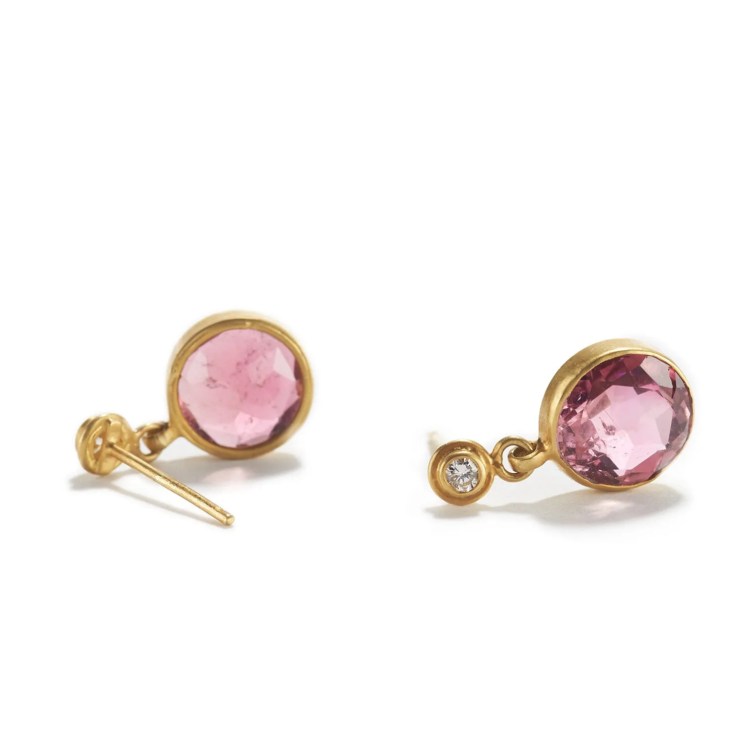 Pink Tourmaline Earrings with Diamond