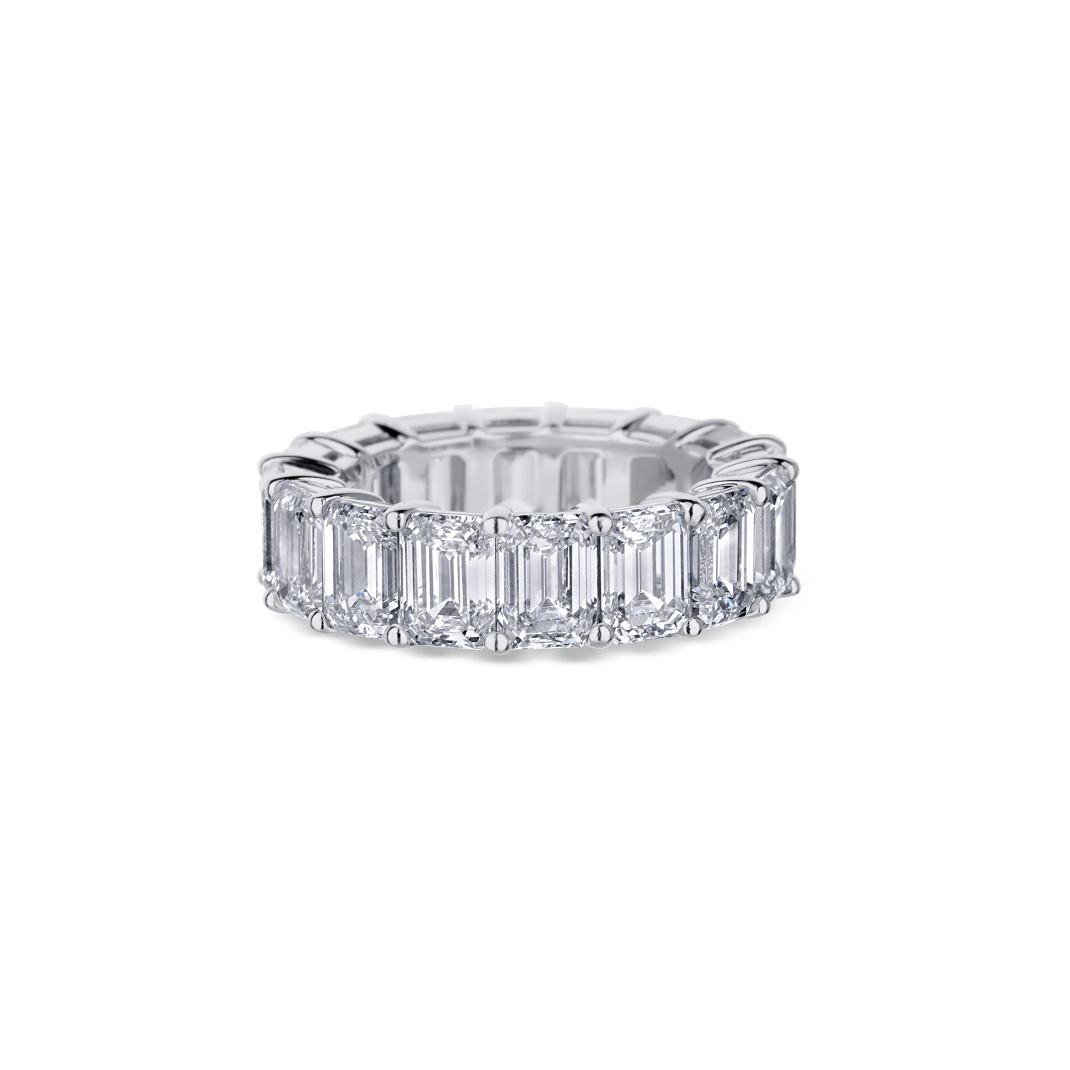 Platinum  Emerald Cut Diamond Eternity Band 12.74Ctw G-H Vs2