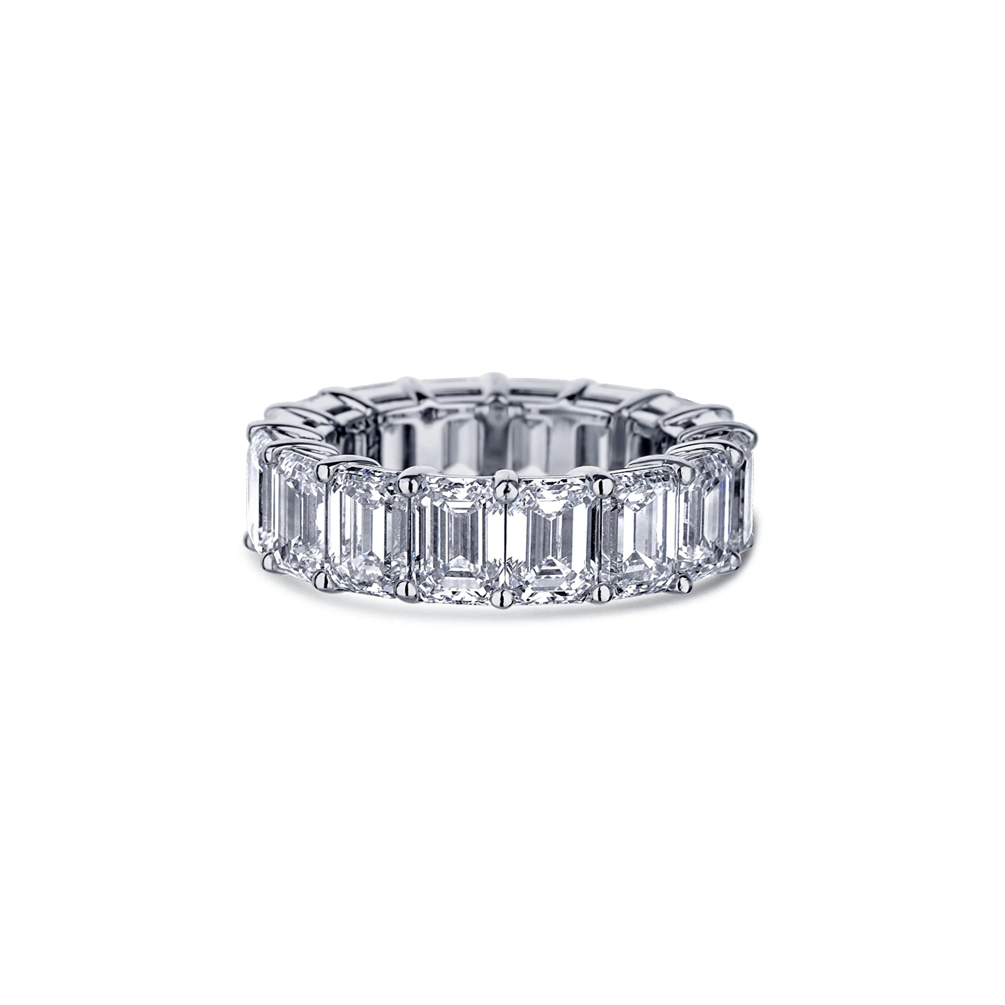 Platinum  Emerald Cut Diamond Eternity Band 12.74Ctw G-H Vs2