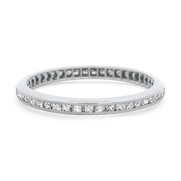 Platinum Vintage-Inspired French Cut Diamond Eternity Band - Size 4.5