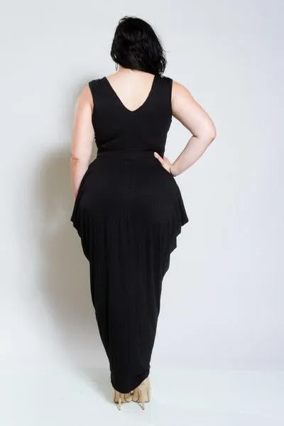Plus Size Deep V Neck Slit Down Middle Cocktail Dress