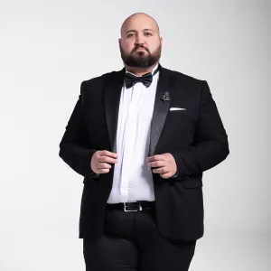Plus Size Tuxedo Black Suit (Wedding Suit)-Turkish Made