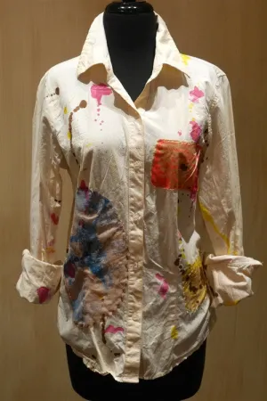Post Vegas Paint Splatter Cream Blouse