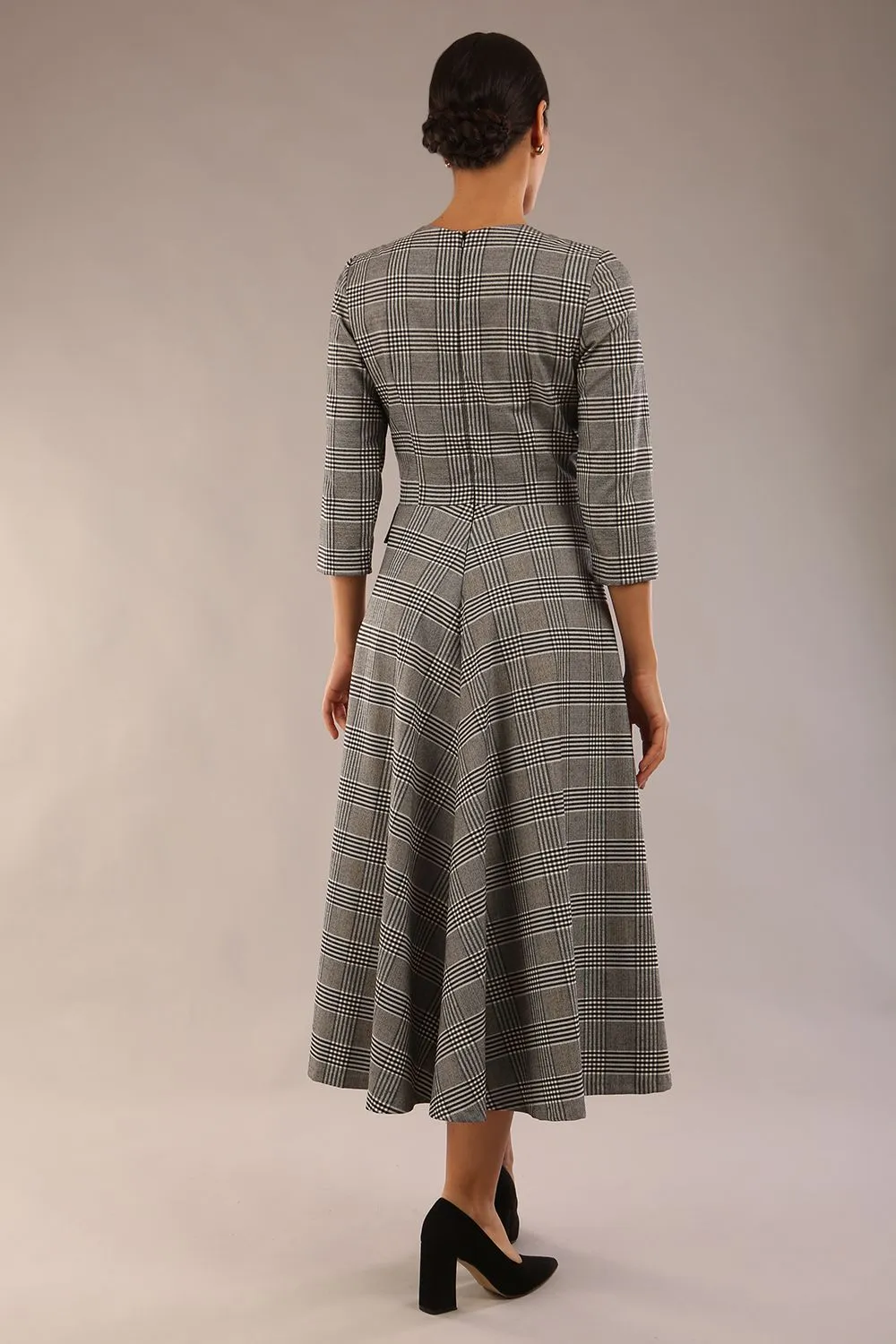 (PRE-ORDER) Elanore Soft-Touch Check A-Line Dress