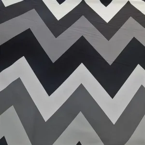 Printed Wave Satin Fabric Black/Grey 150cm